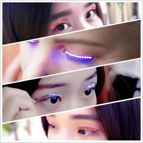 LED Luminous Eyelash Lamp, Adjustable Mode Flashing Fake Eyelash Night Lights, False Eyelashes Non Grafting Halloween (Colorful)