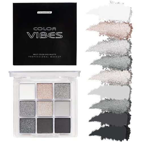 9 Colors Eyeshadow Palette - Dark Punk Smoky Eyeshadow Theme, High Pigmented Blendable Matte & Glitter Shimmer Finishes, Long Lasting Eye Makeup for Christmas & Music Festivals(Dark Punk Smoky)