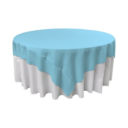 LA Linen Polyester Poplin Washable Square Tablecloth, Stain and Wrinkle Resistant Table Cover 90x90, Fabric Table Cloth for Dinning, Kitchen, Party, Holiday 90 by 90-Inch, Turquoise Light