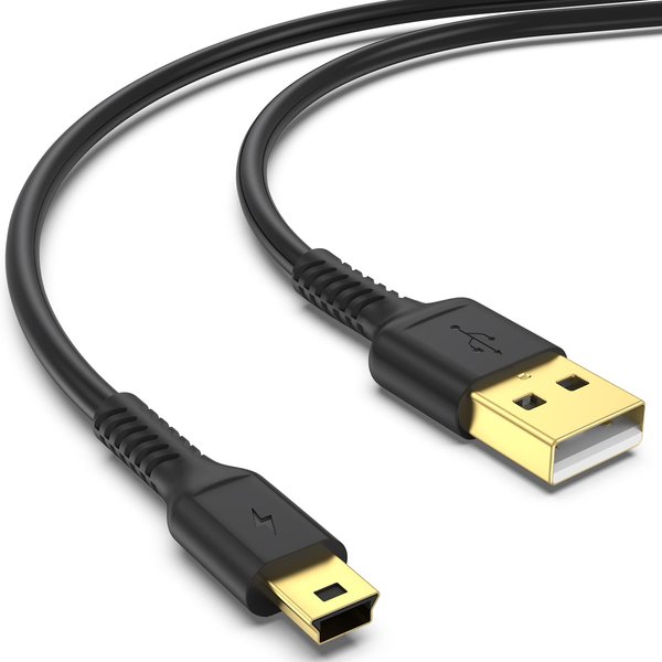 3ft Mini USB Cable, Standard USB 2.0 to Mini B Male Charger Cord Durable USB Mini to USB Charging Cable Compatible with PS3 Controller, MP3 Player, Camera, Dash Cam, Garmin GPS, Hero 3+(Black)