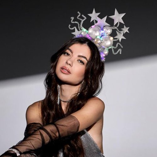 CLOACE Light Up Headband LED Disco Ball Headbands Glitter Star Hair Band Rave Party Festival Carnival Hair Accessories for Women Girls