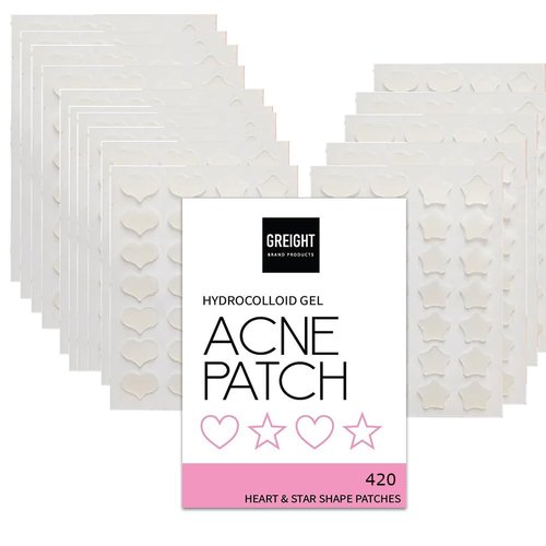 GREIGHT BRAND PRODUCTS Hydrocolloid Acne Pimple Patch Heart and Star Shape 420 Patches - Acne Treatment For Breakout, Conceals Acne, Reduces Pimples and Blackheads