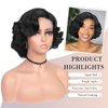 Quantum Love Short Curly Bob Wigs Loose Wave Side Part Wig for Black Women Short Body Wave Bob Synthetic Wig (Black10 inches)