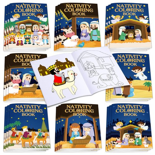 24 Pieces Christmas Nativity Activity Coloring Book The Nativity of Jesus Colouring Nativity Activity Coloring Page for Kids Holiday Party Gift Goodie Bags Rewards Carnival Prizes