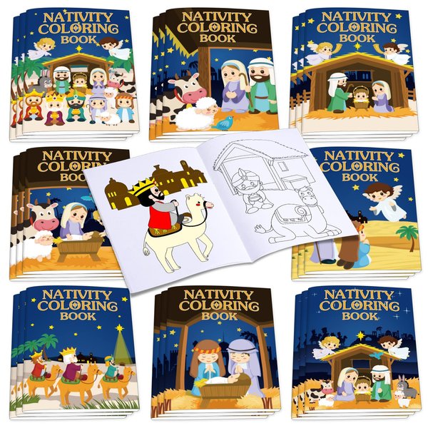 24 Pieces Christmas Nativity Activity Coloring Book The Nativity of Jesus Colouring Nativity Activity Coloring Page for Kids Holiday Party Gift Goodie Bags Rewards Carnival Prizes