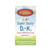 Carlson - Kid's Super Daily D3+K2, 25 mcg (1,000 IU) D3 & 22.5 mcg K2, Vitamin D Drops with Vitamin K2, Liquid Vitamins, 1000 IU Vitamin D3, Heart & Bone Health, 1-Year Supply, Unflavored, 360 Drops