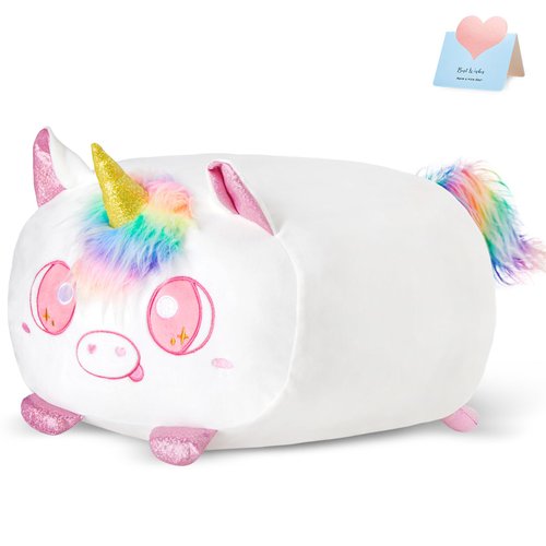 Glow Guards Stackable Original 16-Inch Unicorn Plush Pillow Cute Unicorn Stuffed Animal Soft Unicorn Plush Toy,Birthday Unicorn Gift for Boys Girls Kids,White Unicorn