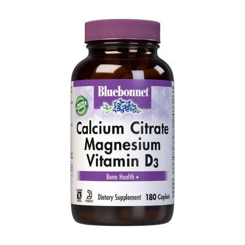 Bluebonnet Nutrition Calcium Citrate Magnesium Plus Vitamin D3 Caplets, Bone Health & Muscle Relaxation, Non GMO, Gluten, Soy & Milk Free, Kosher, White, Unflavored, 180 Count