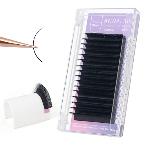 ANNAFRIS 16 Rows Volume Classic Eyelash Extension 0.10 C Curl 13mm Matte Black Individual False Eye Lashes Extension Salon Use Natural Soft Fake Eyelashes Supplies (0.10 C, 13mm)