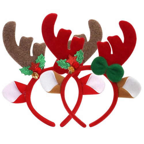 JOINPAYA 2Pcs Reindeer Antlers Headband: Christmas Cosplay Hairbands Xmas Headwear for Holiday Co...
