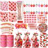 Sayglossy 251 Pcs Strawberry Party Favors Set Includes Gift Bags Pencils Notebook Sharpener Slap Bracelets Rings Keychains Tattoo Stickers Stamper Strawberry Party Favors for Birthday Shower