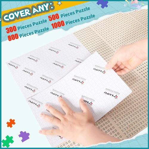 LTLUTU "Puzzle Sticker Savior! 8 Sheets Puzzle Protection Paper with Adhesive Back, Peel and Stick, Ideal Helper for Perfect Puzzle Preservation, Includes 2 Self-Adhesive Hooks and 1 Sticker Squeegee