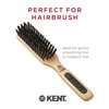 KENT PF06 Natural Wood Boar Bristle Brush - Straightening and Styling Brush for Short to Medium Length Hair, Travel and Smoothing Brush