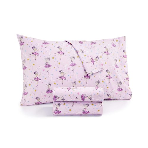 Multicolor Microfiber White Pink Ballerina Sheet Set - Multiracial Tutu Wearing Ballerina Sheets for Girls with Moon and Star Print (Twin)