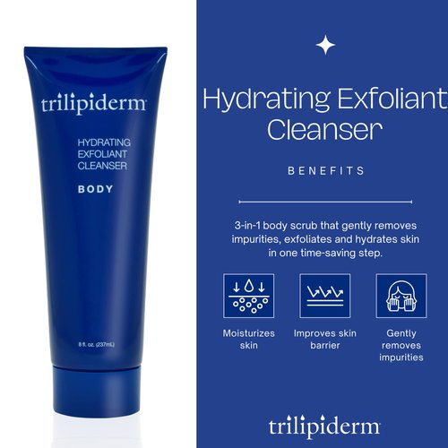 Trilipiderm Hydrating Exfoliant Cleanser – 3-in-1 Body Wash, Scrub, and Hydrator, 8 Ounce Tube
