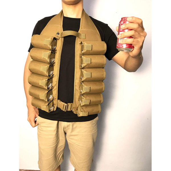 LIVANS Beer Bandolier Holder 12-Pack Drink Vest Beer Can Soda Belt Holster Beverage Holder Insulate BBQ Party Gag