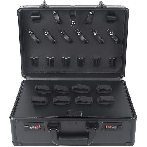 InSyoForeverEC Professional Barber Case, Barber Tool Kits Storage, Double Layer Travel Barber Tool Box, Luxury Carrying Case for Beauty Hair Stylist Pet Groomer with Handle & Secure Numlock (Style 1)