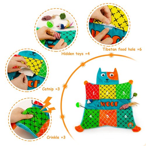 AWOOF Cat Mat, Cute Soft Catnip Mat, Cat Activity Mat Machine Washable Catnip Toys Interactive Cat Toys for Indoor Cats