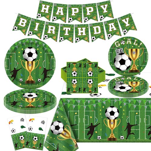 123 Pack Soccer Party Decorations Soccer Birthday Party Supplies Set Soccer Theme Supplies Sport Themed Birthday Party Supplies Include Plates Napkins Birthday Banner Party Tablecloth Serves 40