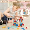 Wooden Kids Tool Set Toddler Tool Box with Door Latch Lock Wood Tool Kit Construction Toys Stem Montessori Educational Pretend Play Tool Toy Birthday Gift for Toddlers Boys Girls