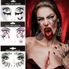 3 Pcs Halloween Temporary Tattoo Face Sticker Back Red Tattoo Face Gems Jewelry Stickers Spider Web Vampire Bat Face Rhinestone Sticker Halloween Makeup Cospaly Costumes Party Decorations