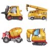 4Pcs Construction Balloons Excavator Balloon Dump Truck Foil Balloon Forklift Mixer Truck Crane Balloon for Boys Construction Birthday Party Supplies, DIY Construction Vehicle Party Decorations