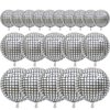 PartyWoo Silver Disco Foil Balloons, 20 pcs Round Foil Balloons Different Sizes Pack of 22 Inch 15 Inch 10 Inch 4D Foil Balloons and Ribbon, Foil Balloons for Birthday Decorations, Party Decorations