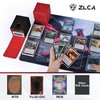 ZLCA Card Deck Box for Trading Cards with 2 Dividers, Card Storage Box Fits 100+ Single Sleeved Cards, PU Leather Card Deck Case Holder for Magic Commander TCG CCG （Black&Red,Emperor Dragon）