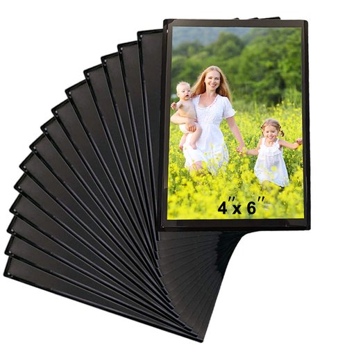 Sooyee 15 Pack Magnet Photo Frame Refrigerator 4X6,Magnetic Picture Holder, Magnetic Picture Frame Fridge(Black)