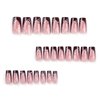 24Pcs CEWEWP Long Coffin Press on Nails Brown French Tip Fake Nails Pink Glue on Nails Love False Nails with Spot Drilling Designs Full Cover Artificial Acrylic Nails Decoration for Women