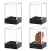FINGERINSPIRE 4 Pcs Small Rectangle Plastic Collectibles Case 1.5x1.5x2.7inch Black Base Clear Lid Storage Box Mini Dustproof Protection Display Box for Action Figures Miniature Doll Models Crystals