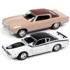 1971 Charger Super Bee White and 1971 Chevy Monte Carlo SS Sandalwood Brown Class of 1971" Set of 2 Cars 1/64 Diecast Model Cars by Johnny Lightning JLPK014-JLSP171B