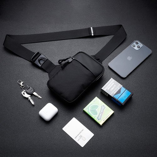[2023 Newest]Simptech Mini Crossbody Chest Bag Running Belt Phone Holder Dual Pocket Water Resistant Fanny Pack Hands-Free for Men Women Runner Workout Travelling