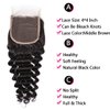 Deep Wave Closure Size 4"x4" 150% Unprocessed Brazilian Virgin Human Hair Bleached Knots Free Part Top Front Lace Closure Naturl Black Soft and Smooth (Brazilian NS-18inch 4x4)