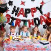 Birthday Balloons Banner, 3D Mylar Foil Happy Birthday Balloons, 26pcs Birthday Party Decorations with 8pcs Star Balloons for Men Women Adults Ecofriendly Birthday Party Supplies, Black Red