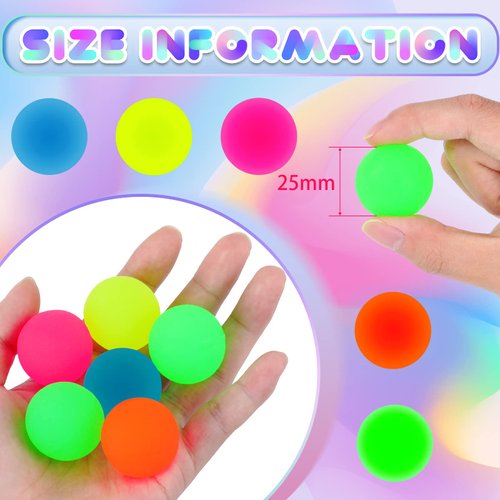 100 Pcs Bouncy Balls Glow in the Dark, Glow Bouncy Balls, 5 Colors Bouncy Balls Toys Glowing Party Favors Bouncing Balls 1 Inch, Birthday Game Toy Party Decor