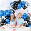 Black Blue Silver Balloon Garland Kit, Blue Silver Balloon Garland Kit with Black Blue and Silver Latex Balloons, Black Blue Silver Balloon Arch Kit for Boys Men Birthday Party Decorations