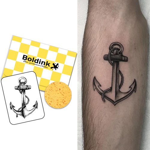Boldink Temporary Tattoos, semi permanent tattoos, 15-day long lasting tattoo sticker, waterproof and anti-reflective, unique design（Anchor 3）