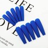 AddFavor XXL Extra Long Press on Nails Coffin Matte Fake Nails Full Cover Acrylic False Nails 12 Sizes 120pcs Blue Nail Tips for Women Fingernails Manicure Design