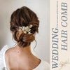 Jeairts Leaf Bride Wedding Hair Comb Rhinestone Flower Bridal Hair Pieces Sparkly Crystal Wedding Hair Jewelry Accessories for Women