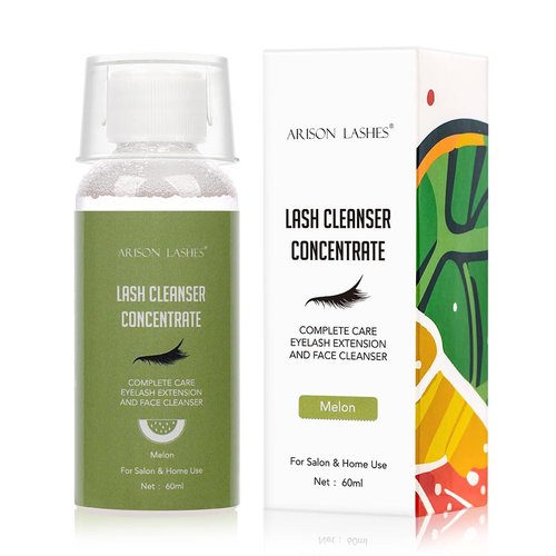Eyelash Cleanser Concentrate 60ml Professional Lash Extensions Shampoo Natural Foaming Cleanser for Extensions Lashes with Salon Home Care-Makes 12 Bottles 60ml Eyelash Shampoo (melon)