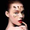 Bee Giraffe Face Gem Sticker Cute Halloween Temporary Tattoos Stickers Animal Face Tattoos Stickers Glittery Eye Face Body Sticker for Makeup Halloween Face Paint Accessories 2 Sheets (C-Bee Giraffe)