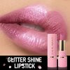 Easilydays Diamond Glitter Lipstick Shimmer Nude Pink Red Pruple Lipstick Long Lasting, High Impact Red Metallic Matte Lipstick Waterproof Non-Sticky Lip Gloss Lip Color Lip Stick Makeup for Women, 05