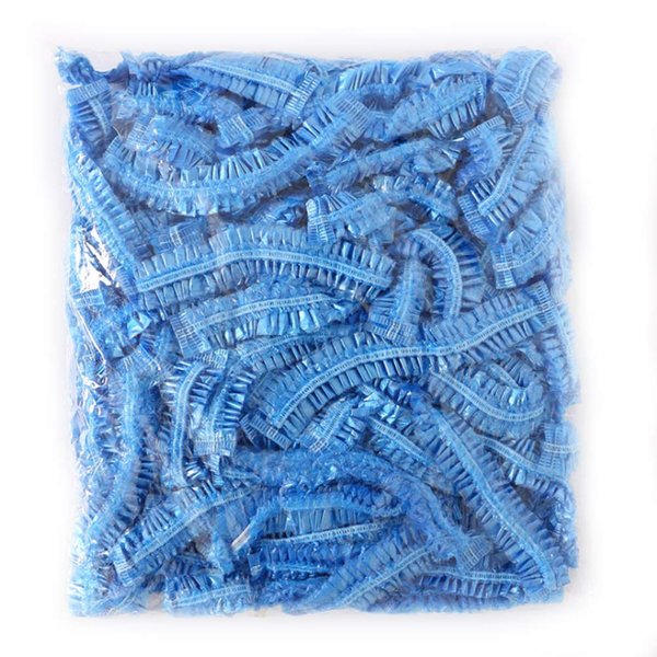 100Pcs Disposable Elastic Plastic Shower Caps Bath Hair Cap for Spa,Home Use,Hotel and Hair Salon (Blue)