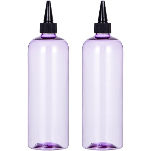 driew Applicator Bottles for Hair, 16.9oz Clear Purple Hair Squeeze Bottle for liquids Twist-On T...