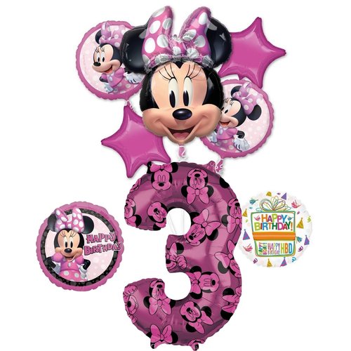 Anagram Minnie Forever 3rd Birthday Party Supplies Balloon Bouquet Decorations