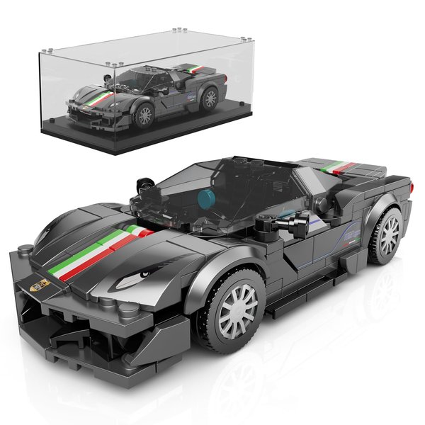 Mould King Speed Champion Car Building Toys with Acrylic Display Case, Model Race Car Toy Building Blocks Kit 27068 Collectible Racing Vehicle Set for Kids Age 8+ Teens Adults, 358 Pieces