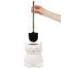 Isaac Jacobs White Ceramic Cat Toilet Bowl Brush Holder with Chrome Metal Handle (Unassembled) - Bathroom Accessory & Cleaning Storage (Cat)