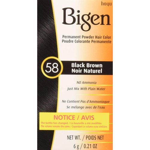 Bigen Permanent Powder Hair Color 58 Black Brown 1 ea (Pack of 9)