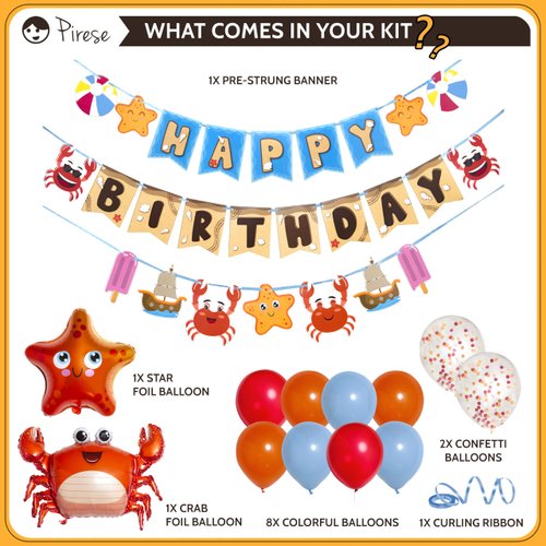 Pirese Crab Party Decorations, Crab Birthday Decor, Crab Decorations Party, Crab Feast Party Supplies | Seafood Boil Party Supplies | Crab Sign | Crab Balloon | Crab Boil Party Supplies, Seafood Party